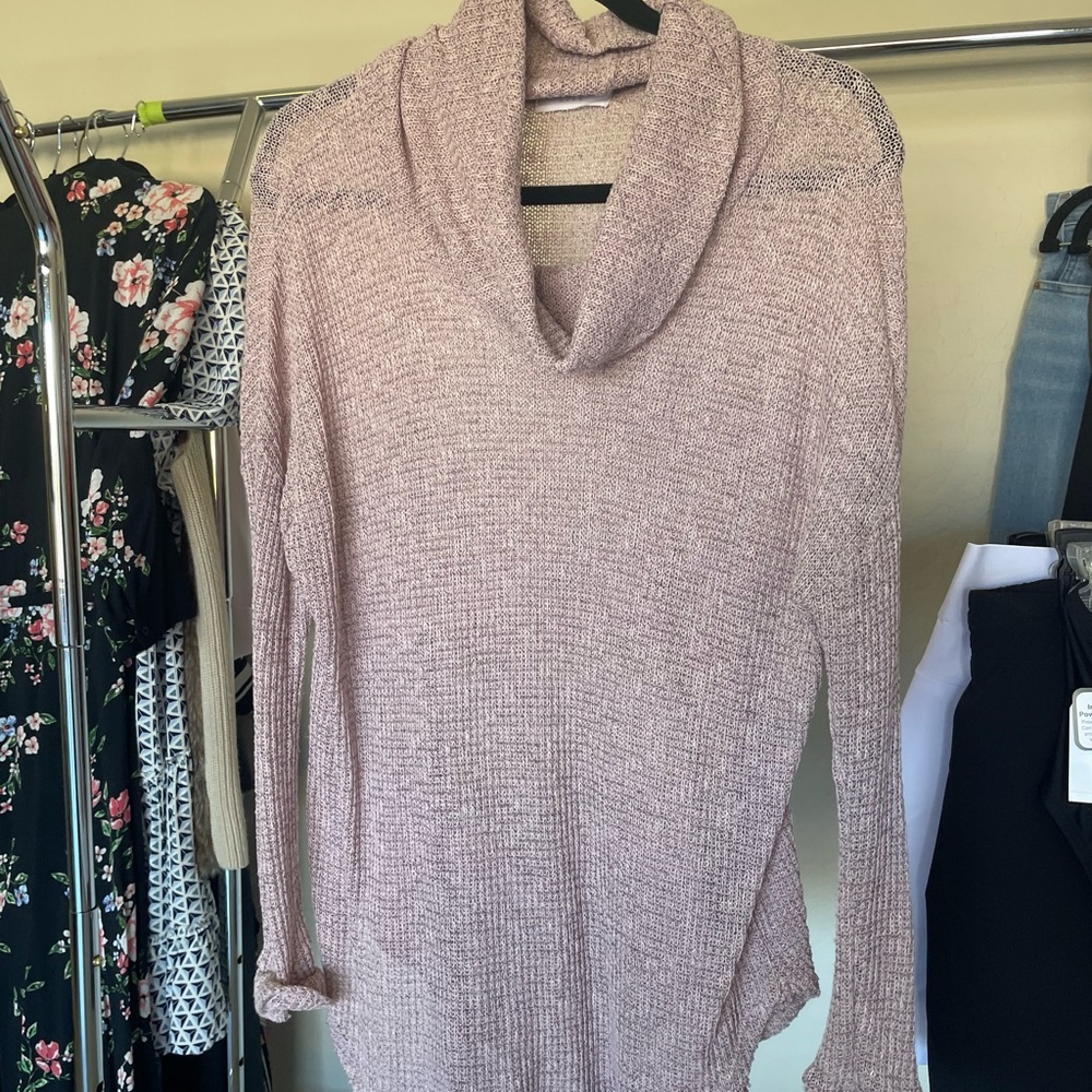 Lush Soft Mauve Cowl Neck Sweater